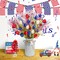 20in Patriotic Artificial Berry Stem Picks in Vase, 10pcs Red White and Blue Flowers Branches with Tulips Stars Pampas 4th of July Centerpieces for Tables Independence Day